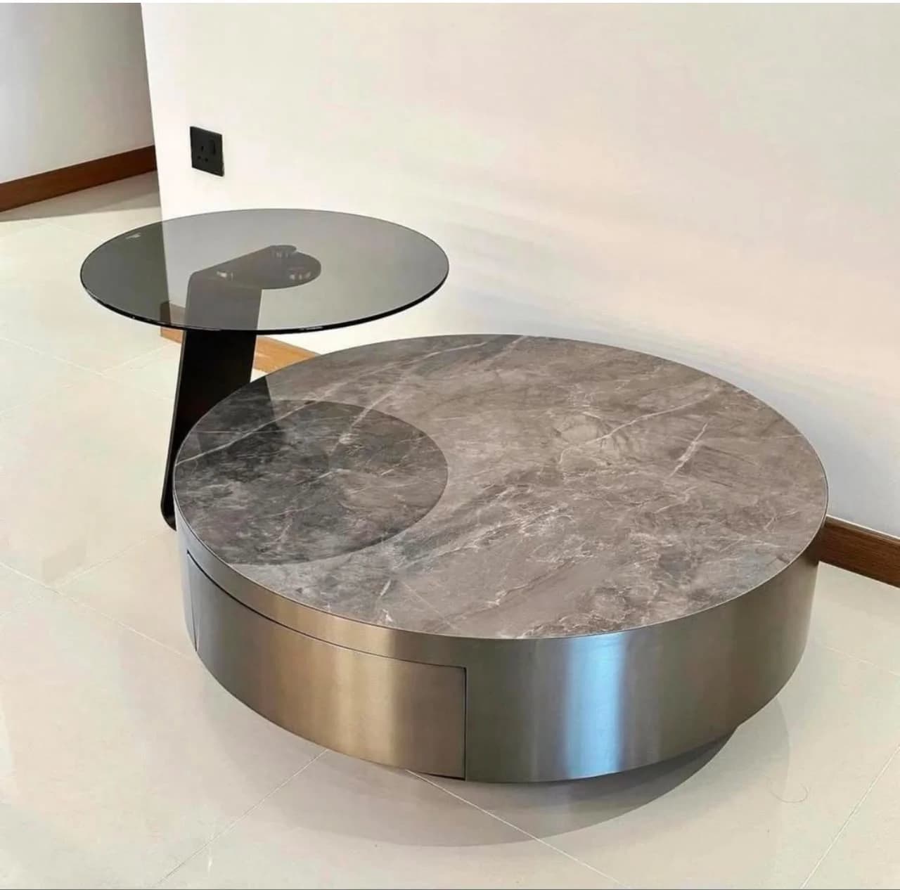 Modern Dual-Tier Round Coffee Table